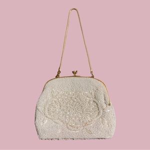 Vintage Beaded Clutch Mini Purse Gold Chain